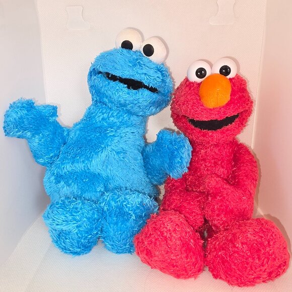 Elmo and Cookie Monster Plush Cute Soft Clean Cute Toy - Picture 1 of 13